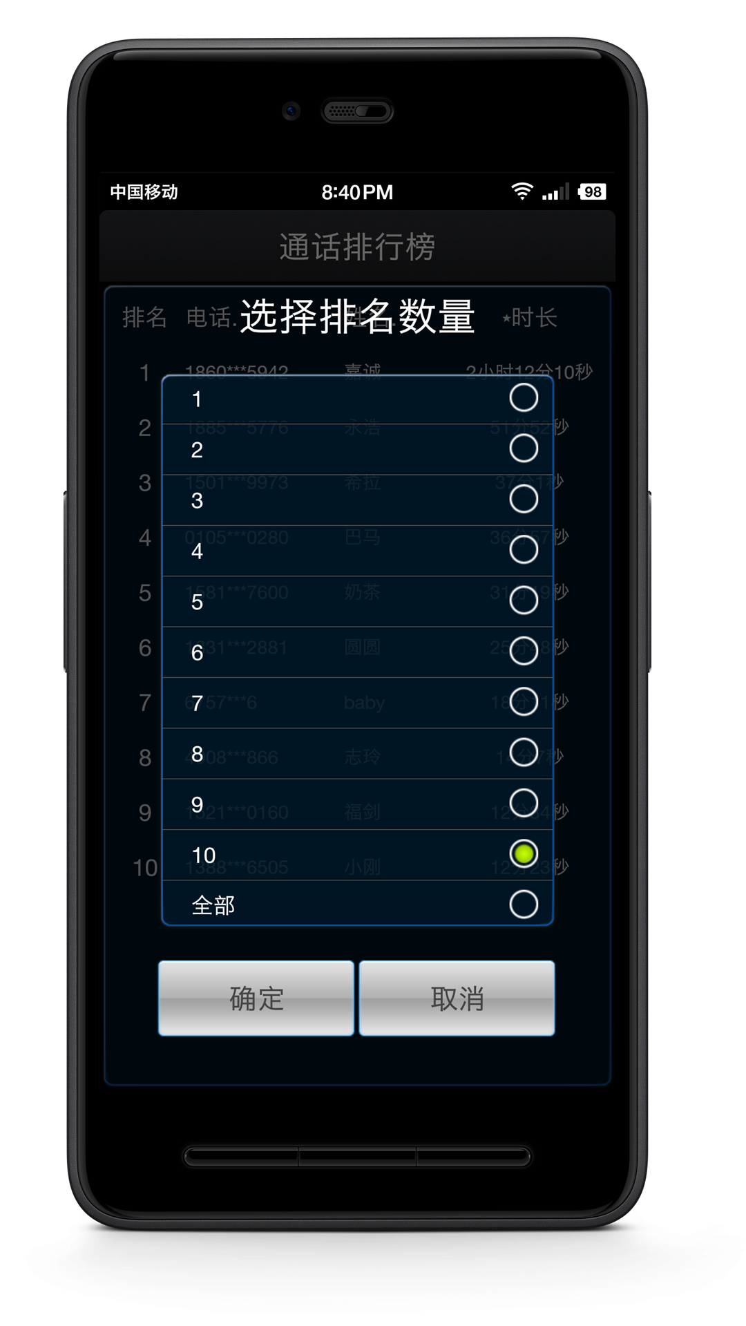 通話排行榜