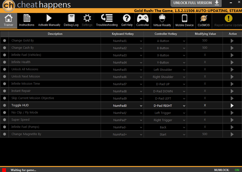 淘金熱v1.5.2.11506十四項修改器Cheat Happens版