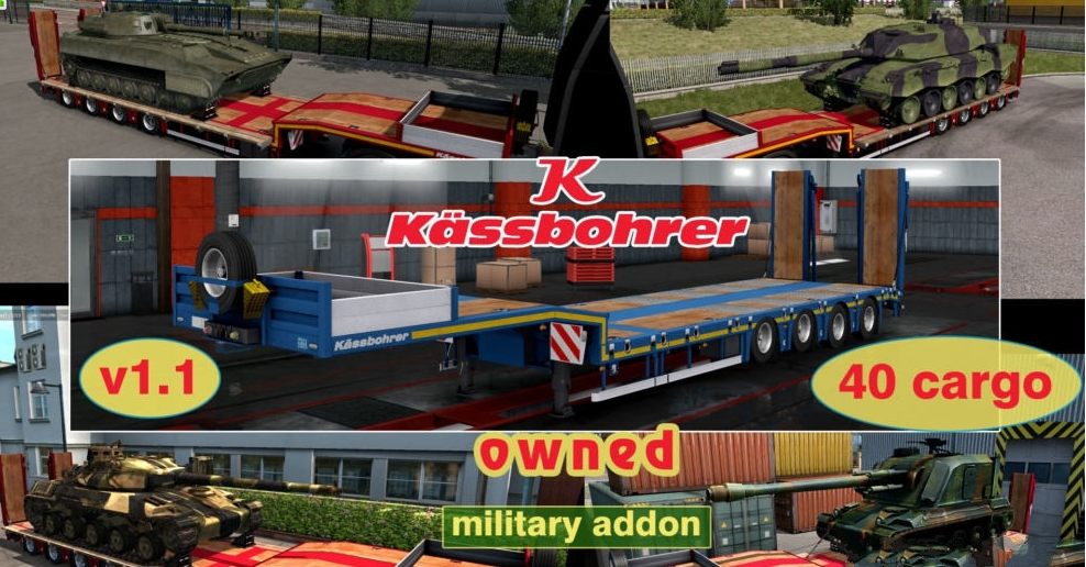 歐洲卡車模擬2軍事貨柜Ownable拖車v1.1mod