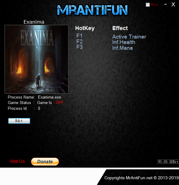 Exanima v0.7.2二項(xiàng)修改器MrAntiFun版
