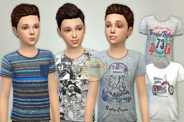 模擬人生4男孩多款式短袖MOD