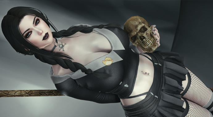 上古卷軸5天際重置版黑色星期三女性服裝MOD
