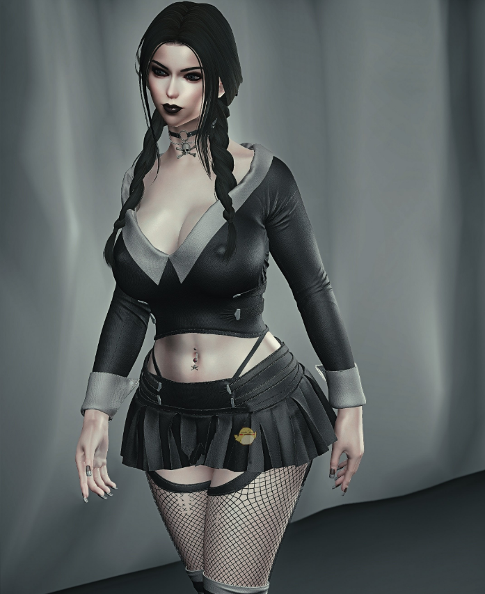 上古卷軸5天際重置版黑色星期三女性服裝MOD