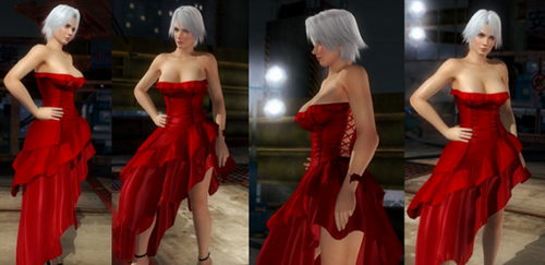 死或生5最后一戰(zhàn)克里斯蒂鮮紅斜裙擺抹胸禮服MOD