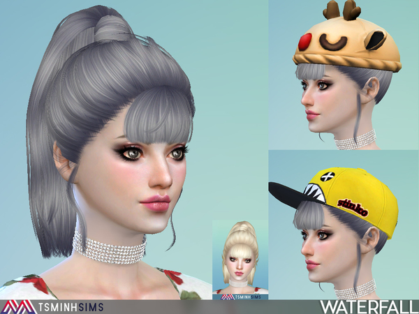 模擬人生4v1.31女士平劉海水彩挑染單馬尾MOD