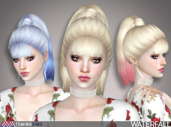 模擬人生4v1.31女士平劉海水彩挑染單馬尾MOD
