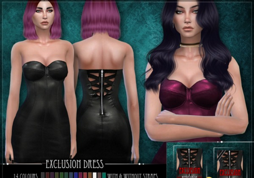 模擬人生4v1.31Exclusion皮革材質背拉鏈迷你裙MOD