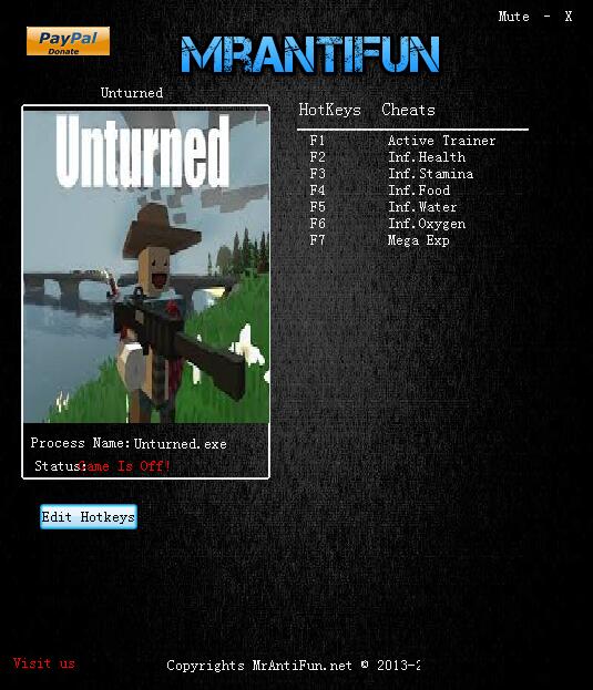 Unturnedv3.23.9.1六項(xiàng)修改器[MrAntiFun]