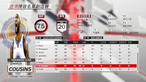 NBA2K18勇士考辛斯照片補丁MOD