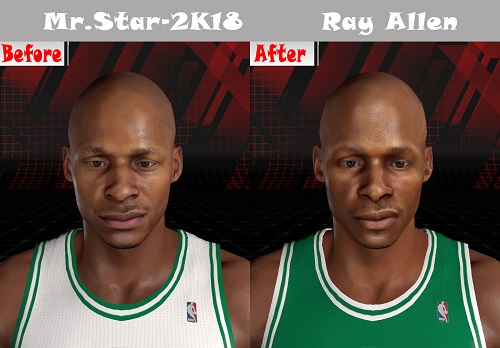 NBA2K18三巨頭時(shí)期雷阿倫身形面補(bǔ)MOD